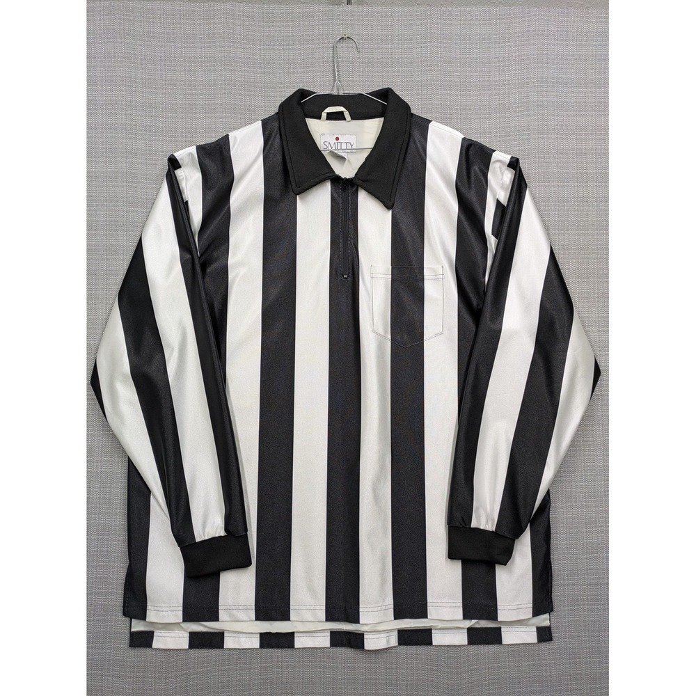 Smitty Referee Shirt Mens 3XL Black White Stripe Water Resistant 1/4 Zip